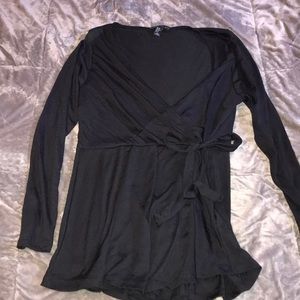 Black wrap blouse